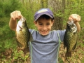 Steve's grandson, Conner, with a couple of 12-inch crappies.