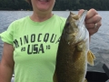 Connie Heiting can catch fish, too. Here she is with a nice smallie.