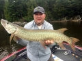 Jeremy Sivis caught this musky on his first cast to a spot while in Steve's boat at the 2017 University of Esox School on Lake of the Woods.