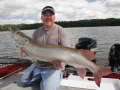 Steve boated this dandy musky from a shallow rock reef on a Mepps Musky Flashabou.