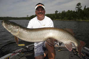 A giant net is essential to the proper catch and release of big muskies like this one.